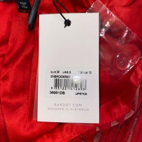 Bardot Sheath Dress Lipstick Red Floral 6 Small - Picture 12 of 12